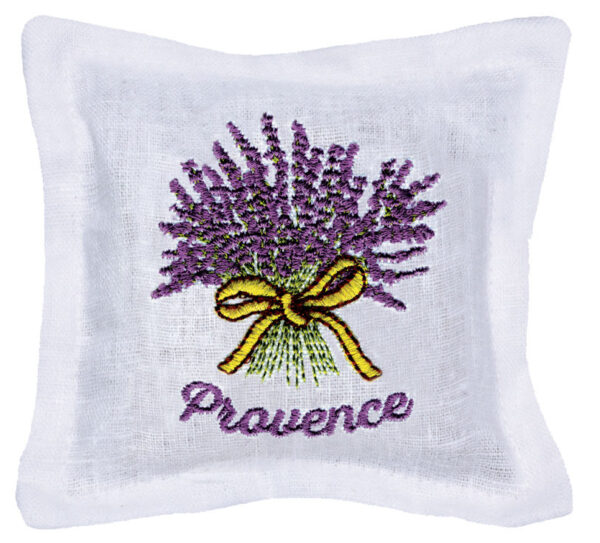 Embroidered Cotton Cushion with Lavender Flowers