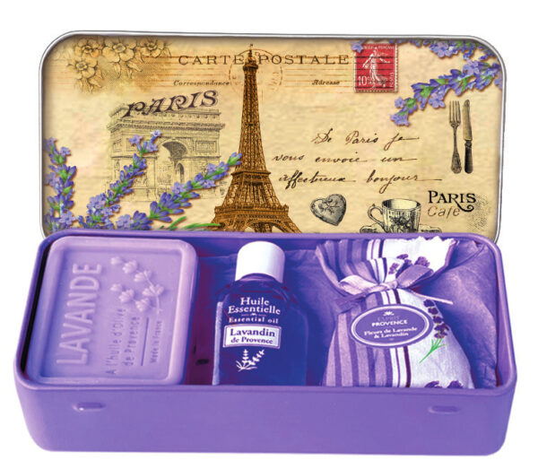 Lavender soap box 60g + Sachet flowers + Lavandin essential oil 12ml.